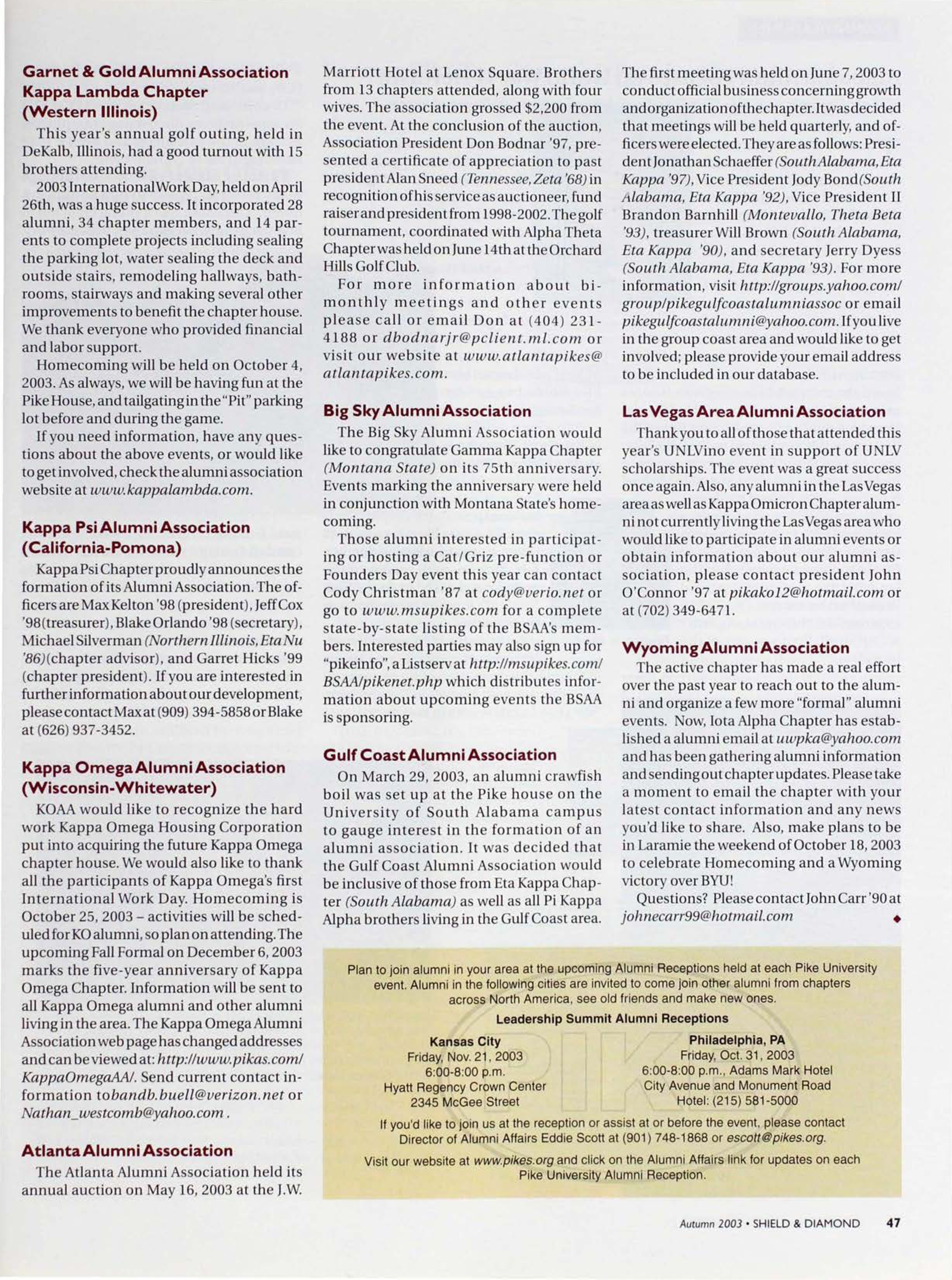 Leadership Summit Alumni Receptions